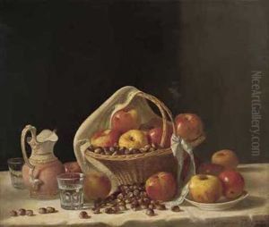 Still Life Of Apples And Nuts In A Basket