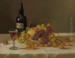 Still Life: Fruit And Wine Glass by John F. Francis