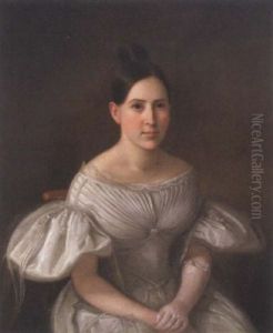 Portrait Of A Young Girl Dressed In White by John F. Francis