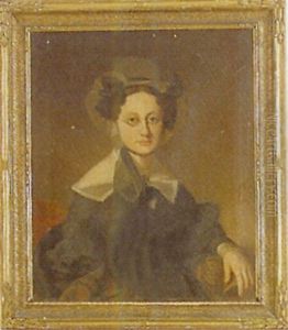 Portrait Of A Lady Wearing A White Bonnet And Black Dress