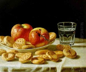 Still Life With Apples And Biscuits by John F. Francis