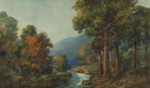 Stream Through A Wooded Landscape by John Bond Francisco