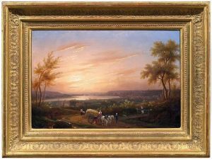 Weite Flusslandschaft Bei Sonnenuntergang Weite Flusslandschaft Bei Sonnenuntergang