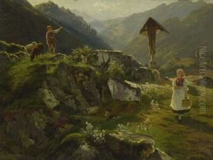 Begegnung Am Wegkreuz by Adolf Theodor Franck