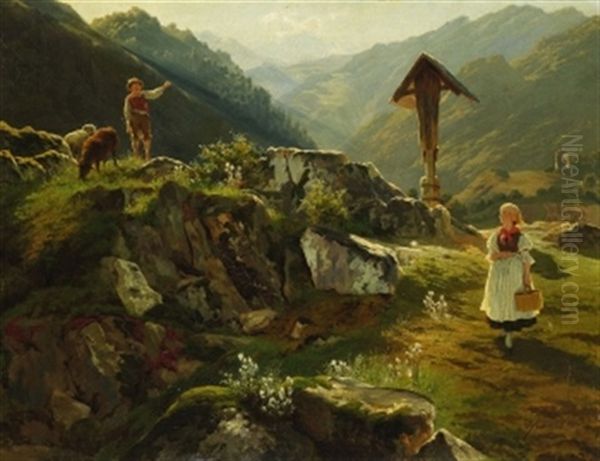 Hirtenjunge Und Bauermadchen In Den Alpen - view 1