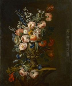 A Still Life With Roses, Bluebells, Primroses And Other Flowers; Also Another Painting By The Same Hand by Christoffel Frederik Franck