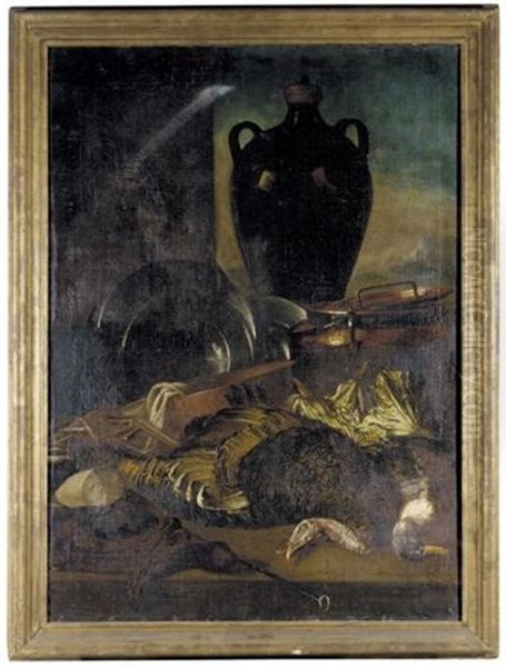 Still Life Of Dead Poultry, Metalware And A Flagon - view 1