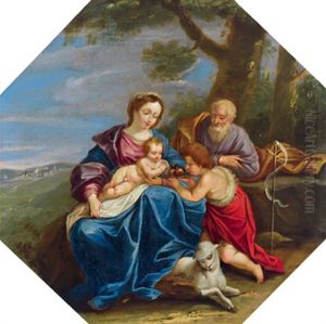 Die Heilige Familie Mit Dem Johannesknaben In Einer Landschaft by Gabriel Franck