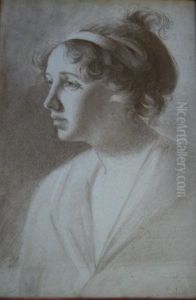 Portrait Of Mlle. De Lacaze by Jacques-Jean- Baptiste Augustin