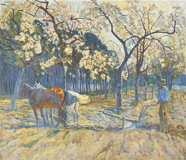 April Flowers (man Plowing Among Apple Blossoms) - view 1