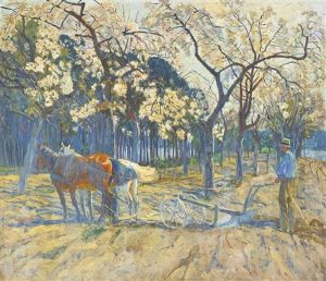 April Flowers (man Plowing Among Apple Blossoms)