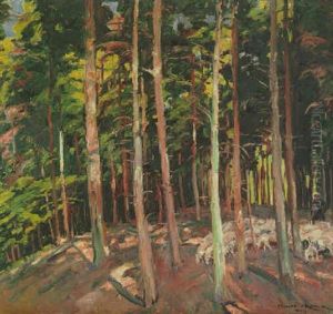 Schafer Mit Herde Im Wald (solling) Schafer Mit Herde Im Wald (solling)