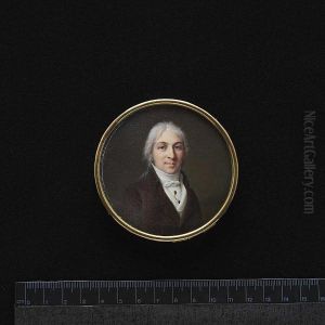 A Gentleman, Wearing Brown Coat, White Waistcoat, Chemise Held With Jewelled Stickpin And Tied White Stock, His Hair Powdered. by Jacques-Jean- Baptiste Augustin