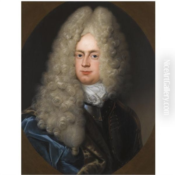 Portrait Of Herzog August Ferdinand Von Braunschweig-bevern, Head And Shoulders, Wearing Armour And A Blue Cloak - view 1