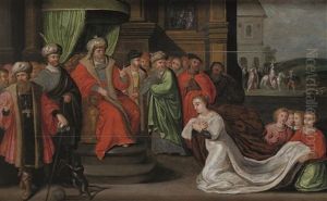 La Rencontre De Salomon Et De La Reine De Saba by Frans Francken III