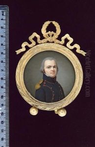 An Artillery Officer, Wearing Dark Blue Uniform With Red Piping And Gold Epaulette by Jacques-Jean- Baptiste Augustin