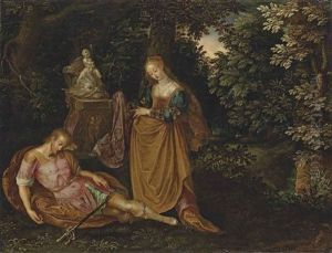 Pyramus And Thisbe In A Wooded Landscape by Frans Francken III