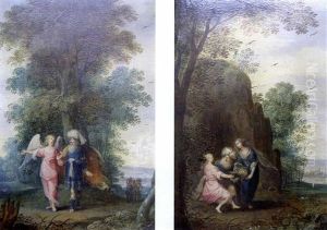 L'ange Conduisant Loth Et Ses Filles Loin De Sodome Et Gomohrre