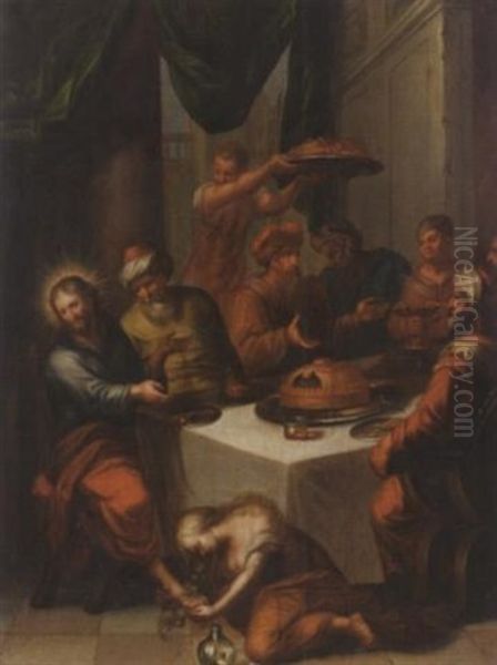 Gastmahl In Bethanien. Maria Magdalena Salbt Christus Die Fuse - view 1
