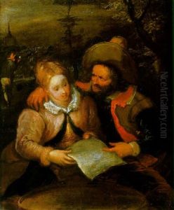 A Peasant Couple Reading A Letter