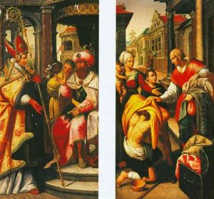 Scene From The Life Of A Bishop Saint - Saint Nicholas Of Myra? by Ambrosius Francken