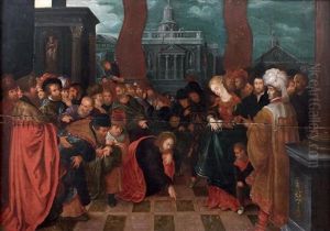 Le Christ Et La Femme Adultere by Frans Francken the Elder