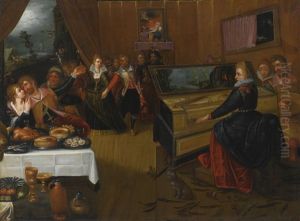 A Banquet Scene, An Allegory On Love And Lust by Hieronymus I Francken