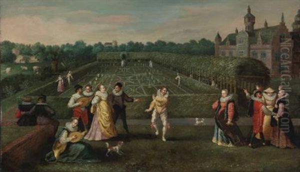 Courtiers Strolling In A Garden - view 1