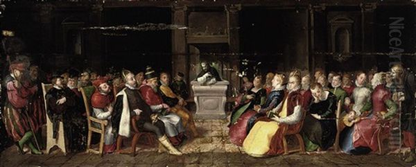 A Vanitas: A Capriccio Of A Dominican Preaching To The Emperor Charles V, King Philip Ii Of Spain, A Pope And Their Brilliantly Attired Entrouages - view 1