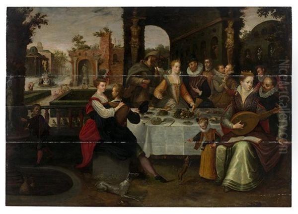 Banquet D'une Elegante Compagnie Dans Un Jardin Italien - view 1