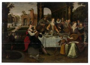 Banquet D'une Elegante Compagnie Dans Un Jardin Italien by Ambrosius Francken the Younger