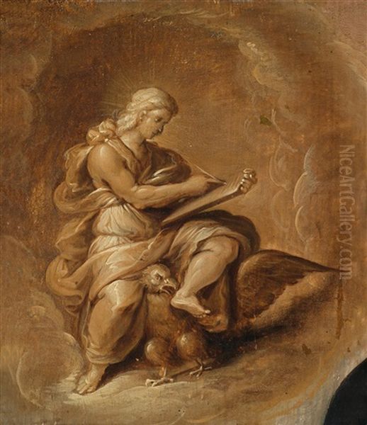 Die Evangelisten Lukas Und Johannes Auf Wolkenbanken Sitzend (pair) - view 1