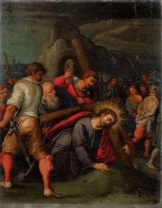 Jesus Fallt Unter Dem Kreuz by Ambrosius Francken the Younger