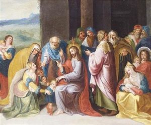 Suffer The Little Children To Come To Me, And Forbid Them Not by Ambrosius Francken the Younger
