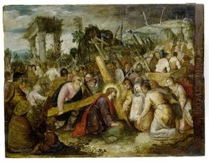 Christ And Saint Veronica On The Road To Calvary by Hieronymus Francken the Younger