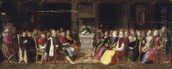 A Vanitas: A Capriccio Of A Dominican Preaching To The Emperor Charles V, King Philip Ii Of Spain, A Pope And Their Brilliantly Attired Entourages - view 1