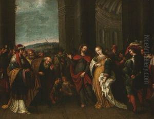 Le Christ Et La Femme Adultere by Hieronymus Francken the Younger