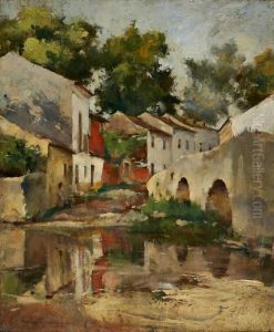 Paisagem De Aldeia Com Ponte Romana