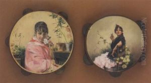 A Portrait Of A Lady Holding A Rose