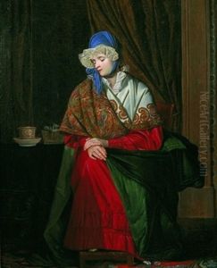 Portrait De Jeune Femme Au Chale Brode by Charles Emile Francois
