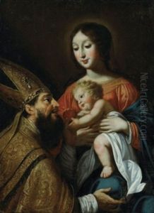 Vierge A L'enfant Avec Saint Augustin
