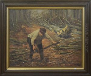 Bucheron Dans La Foret De Soignes by Joseph Charles Francois