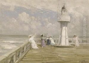 Promenade Au Phare D'ostende by Joseph Charles Francois