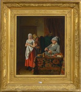 Scene D"interieur by Pierre Joseph Celestin Francois