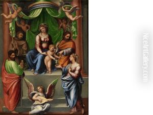 The Madonna And Child With Saints And Angels by Innocenzo di Pietro (da Imola) Francucci