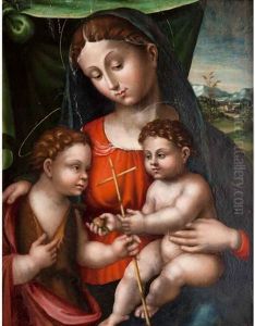Madonna Con Il Bambino E San by Innocenzo di Pietro (da Imola) Francucci