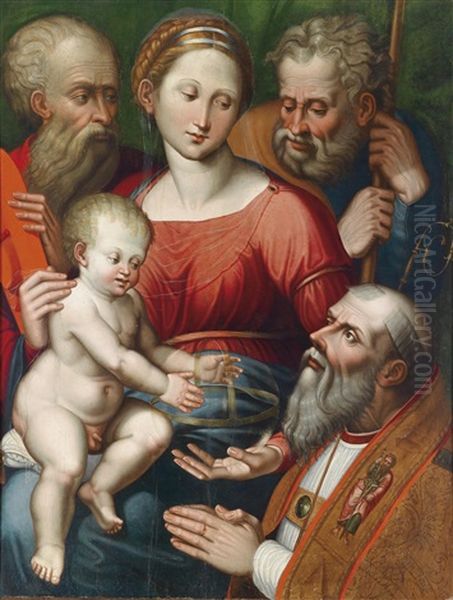 Die Heilige Familie Mit Den Heiligen Josef, Hieronymus Und Einem Bischof Als Stifter - view 1