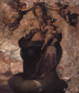 The Madonna And Child In Glory Crowned By Angels by Innocenzo di Pietro (da Imola) Francucci