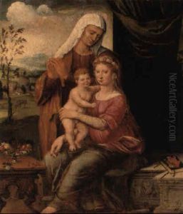 The Madonna And Child With St. Anne by Innocenzo di Pietro (da Imola) Francucci