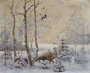 Fox In A Wintry Landscape by Felix Frang-Pahlama